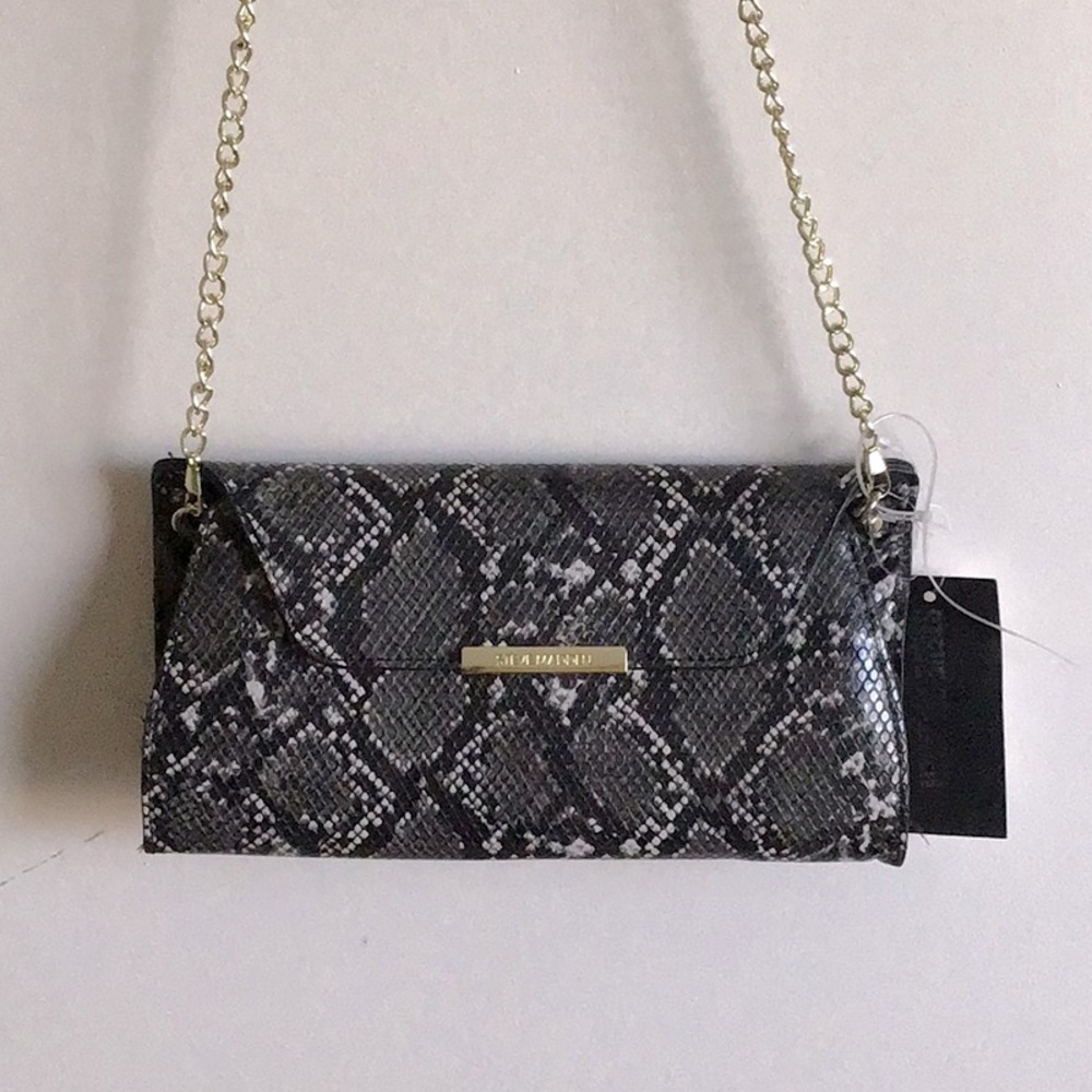 Steve Madden Black Snakeskin Chain Crossbody Bag